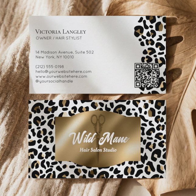 Elegant Couture Cheetah Leopard Print Luxury Brand Visitkort (Elegant Couture Cheetah Leopard Print Luxury Brand Business Card)