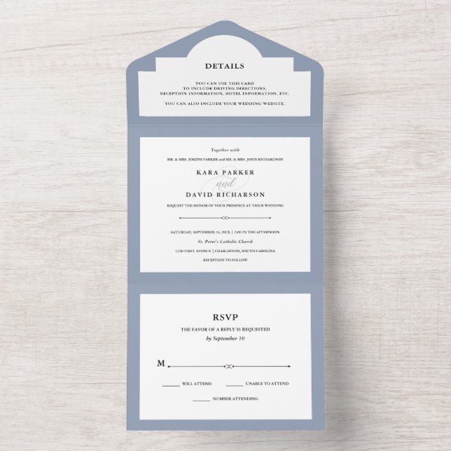 Elegant Couture | Dusty Blue Bröllop (Insida)