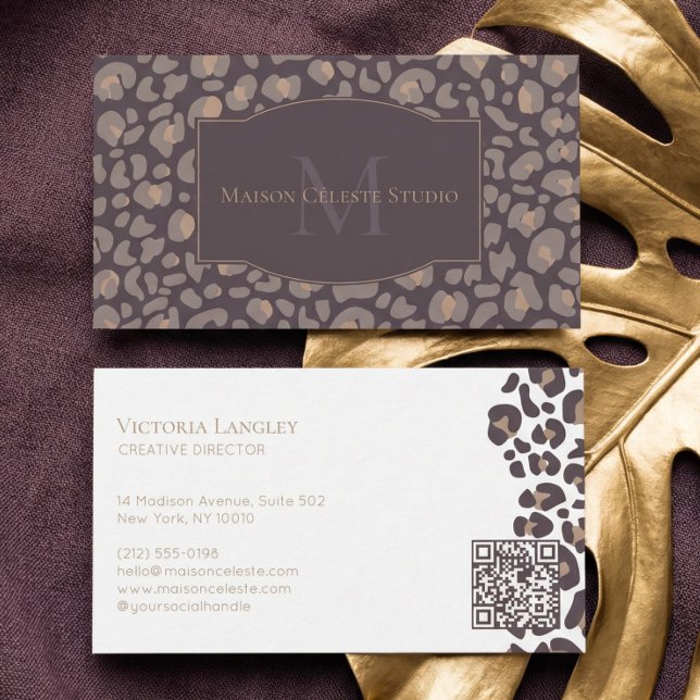 Elegant Couture Gepard Leopardtryck Lyxvarumärke Visitkort (Elegant Couture Cheetah Leopard Print Luxury Brand Business Card)