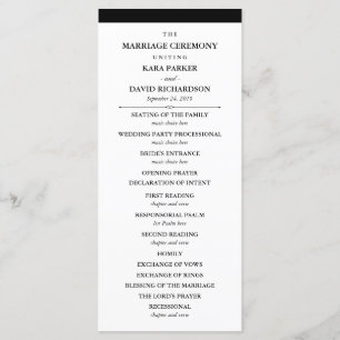 Elegant Couture   Svartvit Bröllopsprogram Program