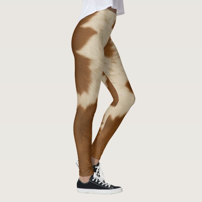Elegant Cow Faux Leather Trendig Collection Leggings (Höger)