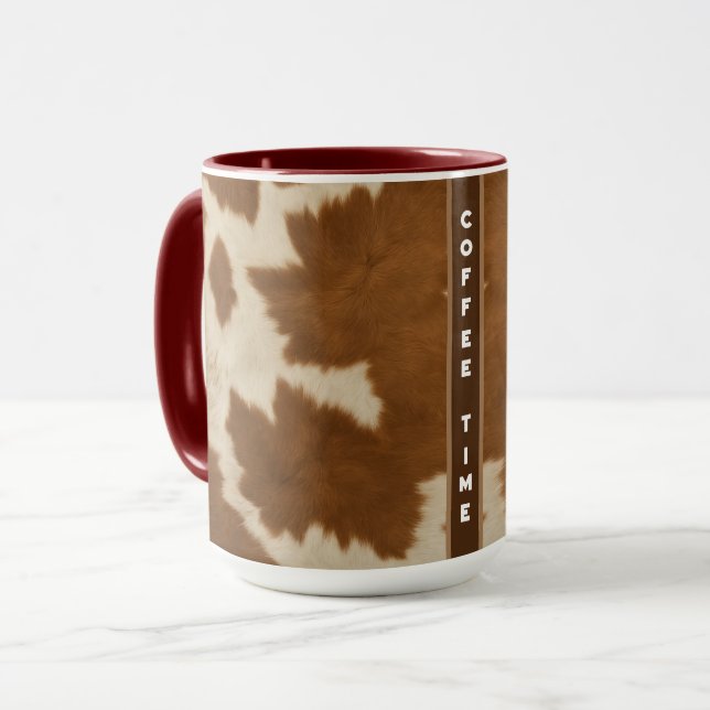 Elegant Cow Faux Leather Trendig Collection Mugg (Framsida vänster)