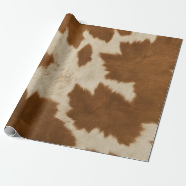 Elegant Cow Faux Leather Trendig Collection Presentpapper (Utrullad)