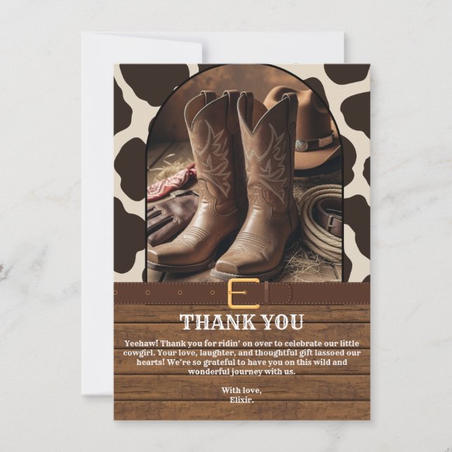 Elegant Cowgirl Boots Baby Shower Tack Kort (Framsida)
