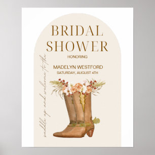 Elegant Cowgirl Stövlar Bröllopsdusch Välkomstskyl Poster