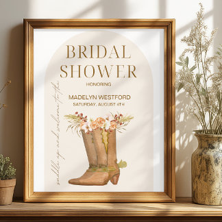 Elegant Cowgirl Stövlar Bröllopsdusch Välkomstskyl Poster