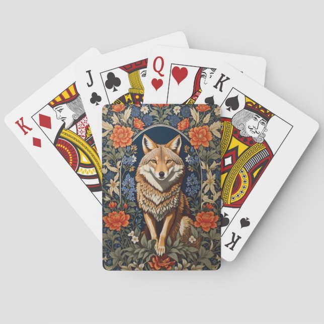 Elegant Coyote William Morris Inspired Casinokort (Baksidan)