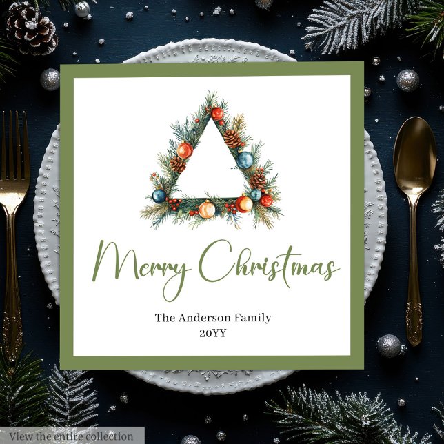 Elegant Cozy Boho Scandinavian Pine Wreath Dinner Pappersservett (Elegant Boho Scandinavian Pine Wreath Dinner Napkins)