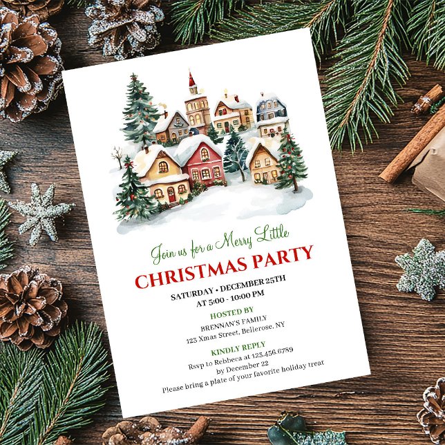 Elegant cozy holiday scene Christmas dinner invite Inbjudningar (Elegant cozy holiday scene Christmas dinner invitation)