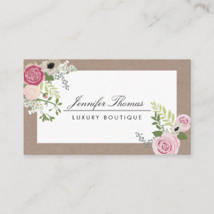 Elegant Craft Blommigt Motif Luxury Boutique Visitkort