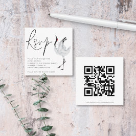 Elegant Crane Bird Script QR Code Bröllop OSA Tilläggskort