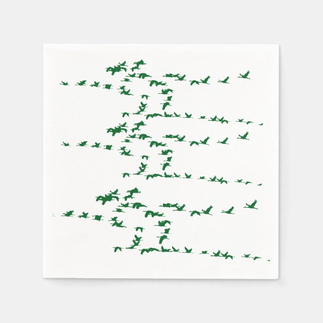 Elegant Crane Birds Napkin Pappersservett (Framsidan)