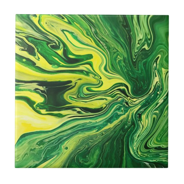Elegant Crazy Agate 5 - Gult för Grönt Kakelplatta (Framsidan)