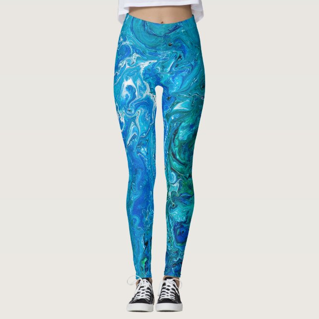 Elegant Crazy Snöre Agate 2 - Blue Aqua Leggings (Framsida)
