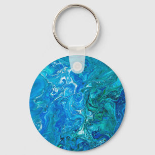Elegant Crazy Snöre Agate 2 - Blue Aqua Nyckelring