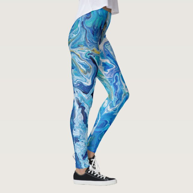 Elegant Crazy Snöre Agate 6 - Ocean Blue Leggings (Höger)