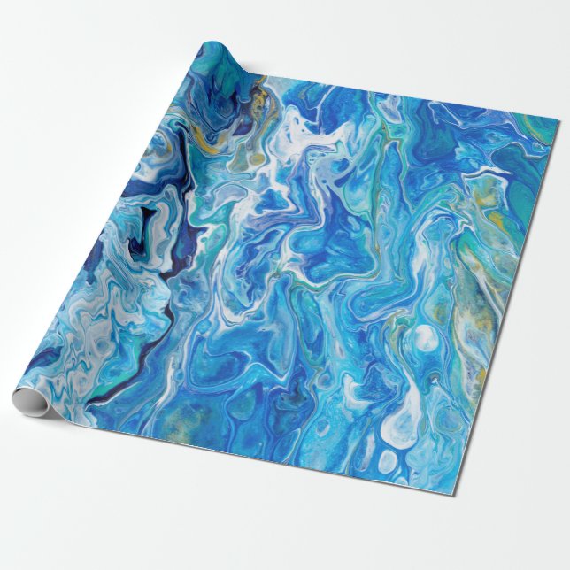 Elegant Crazy Snöre Agate 6 - Ocean Blue Presentpapper (Utrullad)