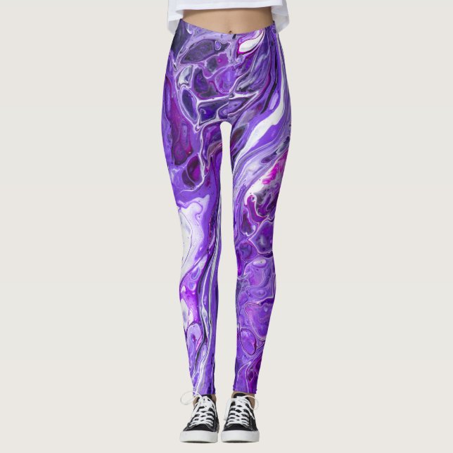 Elegant Crazy Snöre Agate 7 - Ultra Violet Lila Leggings (Framsida)