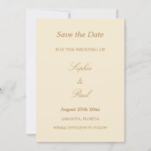 Elegant Cream Beige Bröllop spara datum