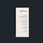 Elegant Cream & Black Modern Bröllop Middag Menu Meny<br><div class="desc">Elegant Cream & Black Modern Bröllop Middag Menu (meny) med möjlighet att anpassa alla titlar och all text. Ange Zazzle-redigeraren för ytterligare designanpassningar.</div>