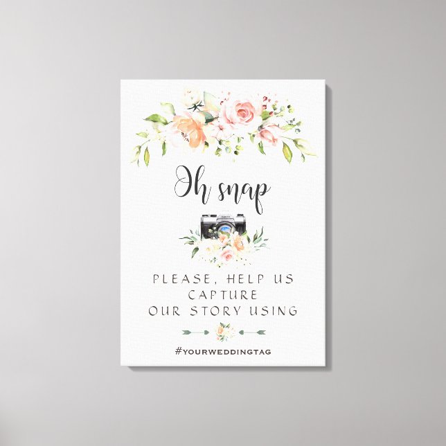 Elegant  Cream Blommigt Oh Snap Instagram Sign Canvastryck (Framsida)