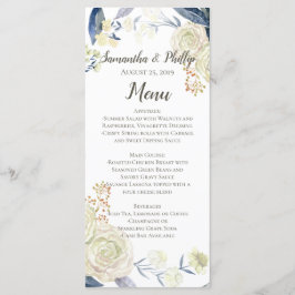 Elegant Cream Blue Watercolor Flower Meny