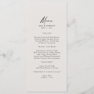 Elegant Cream Bröllop Menu & Toast Meny