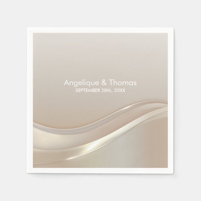 Elegant Cream Bröllop Pappersservett (Framsidan)