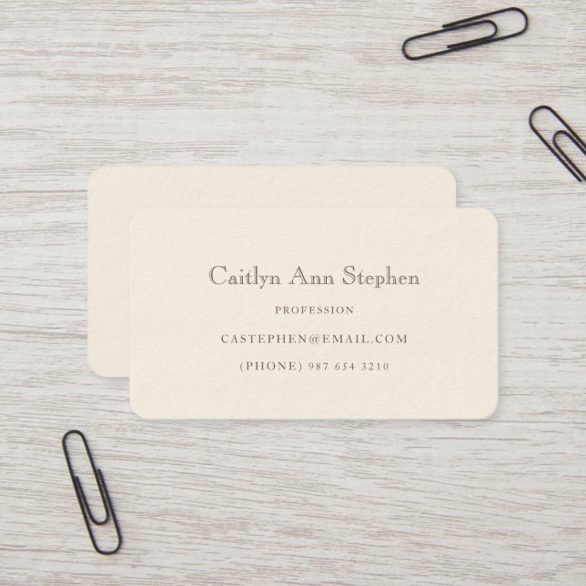 Elegant Cream Business Card Visitkort (Fram/Back In Situ)