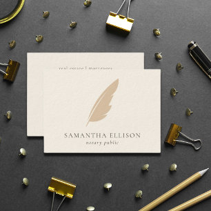 Elegant  Cream Feather Quill Notary QR-kod Visitkort
