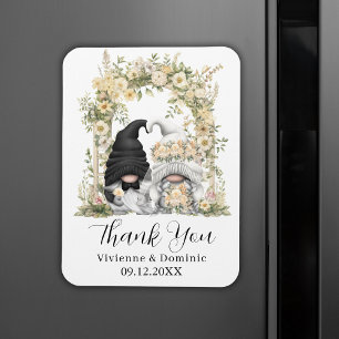 Elegant Cream Flowers Gnome Bröllop - tackkort Magnet
