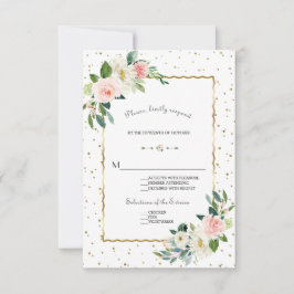 Elegant  Cream Flowers Guld Glitter Bröllop OSA Kort