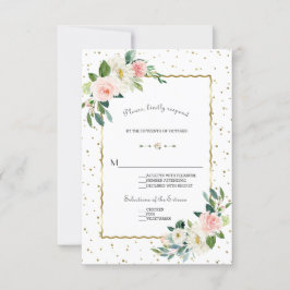 Elegant Cream Flowers Guld Glitter Bröllop OSA Kort