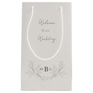 Elegant Cream Foliage Monogram Bröllop Välkommen