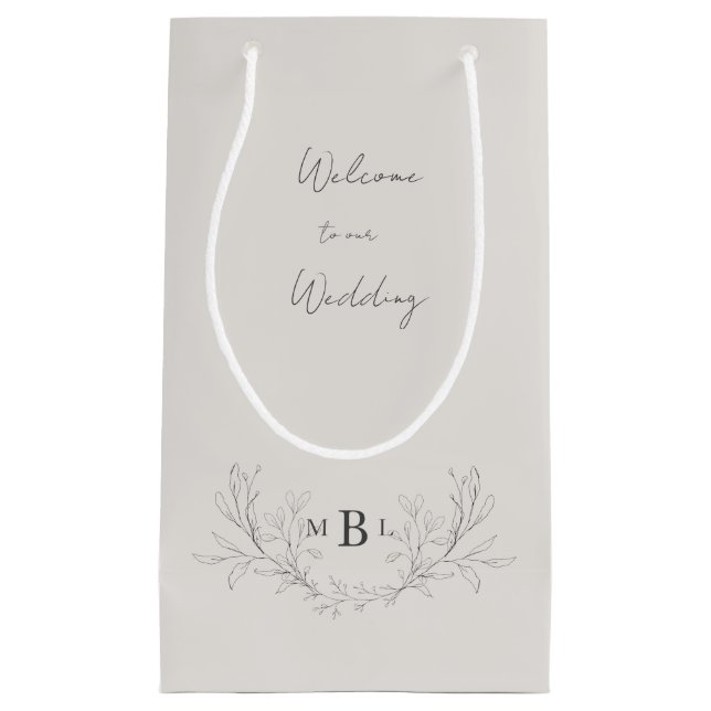 Elegant Cream Foliage Monogram Bröllop Välkommen (Framsidan)