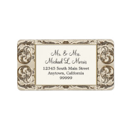 Elegant Cream Guld Baroque Bröllop Returadress Adressetikett