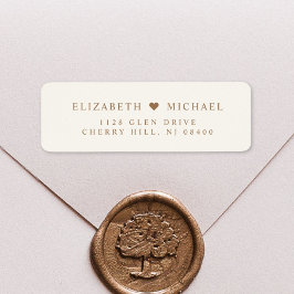 Elegant Cream Guld Bröllop Returadress Returadress Etikett