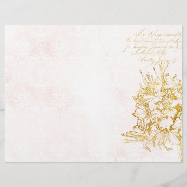 Elegant Cream & Guld Damask Skrapbook Papper (Framsida)