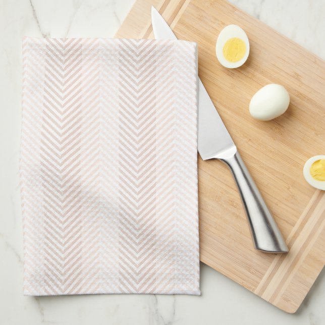 Elegant Cream Herringbone Zig Zag Kökshandduk (Vikt i Fjärdedel)