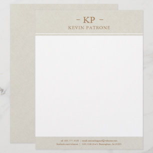 Elegant Cream Linen Guld Minimalistic Text Brevhuvud