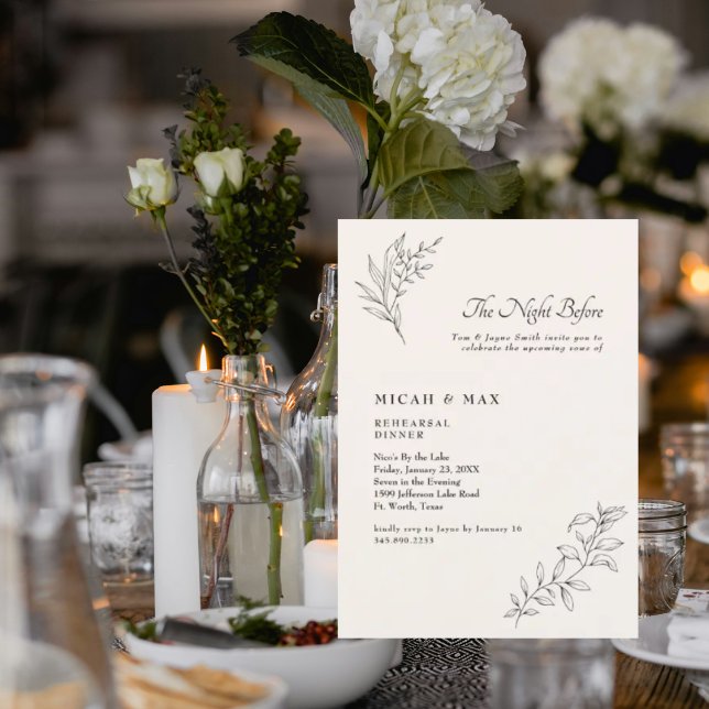 Elegant Cream Natten före Bröllop-repetitionen Inbjudningar (Skapare uppladdad)