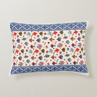 Elegant Cream & Navy Red Mönster accent Pillow Prydnadskudde