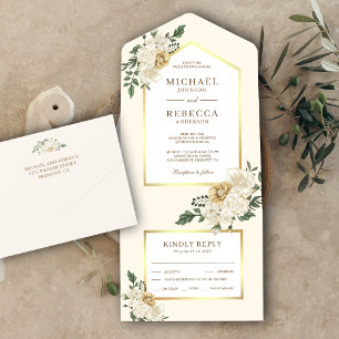 Elegant Cream och Guld Elfenbenskusten Blommigt Br