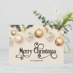 Elegant Cream och Guld God jul Julkort