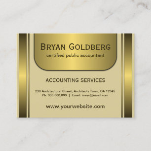 Elegant Cream och Guld Plate Large CPA Accountant Visitkort