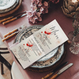 Elegant Cream och Red Poppies Bröllop Meny