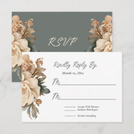 Elegant Cream och smak med Grönt Blommigt Bröllop OSA Kort