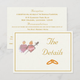 Elegant Cream & Ochre Two Hearts Catholic Wedding  Tilläggskort