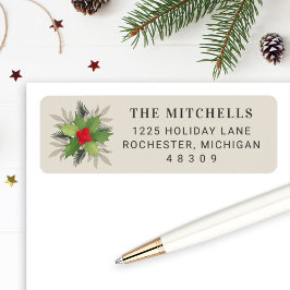Elegant Cream-Returadressen Jul Greenery Returadress Etikett