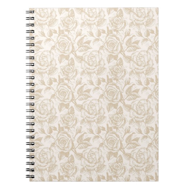 Elegant Cream Ro Blommigt Anteckningsbok Med Spiral (Framsidan)
